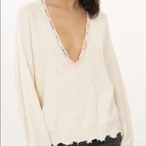 I.R.O. $399 Cashmere Cotton ‘Shore’ Knit Sweater Top V Neck Slouchy size Large